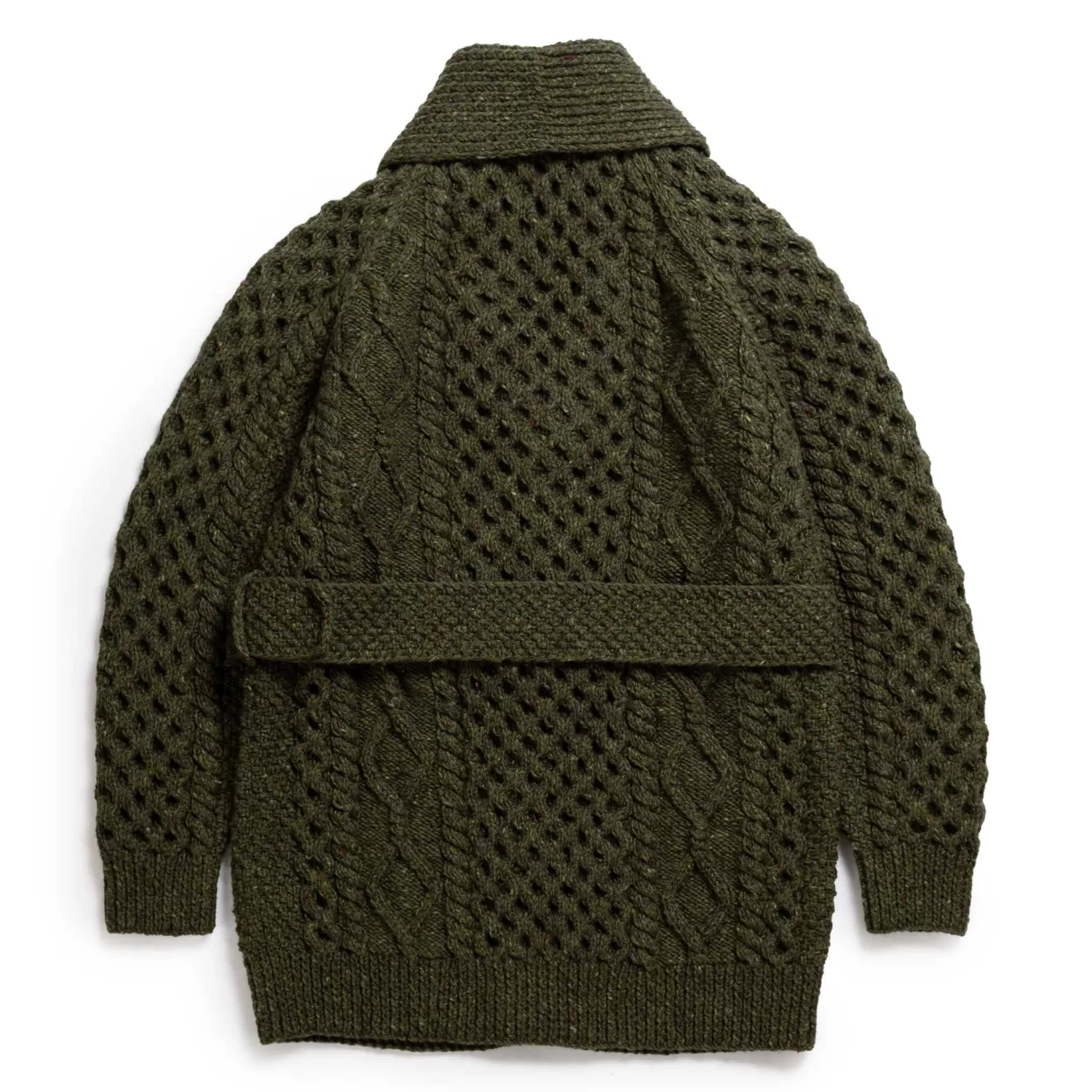 Allevol Knitwear<x Inverallan 6A Long Shawl Collar Mohair Tweed Oak
