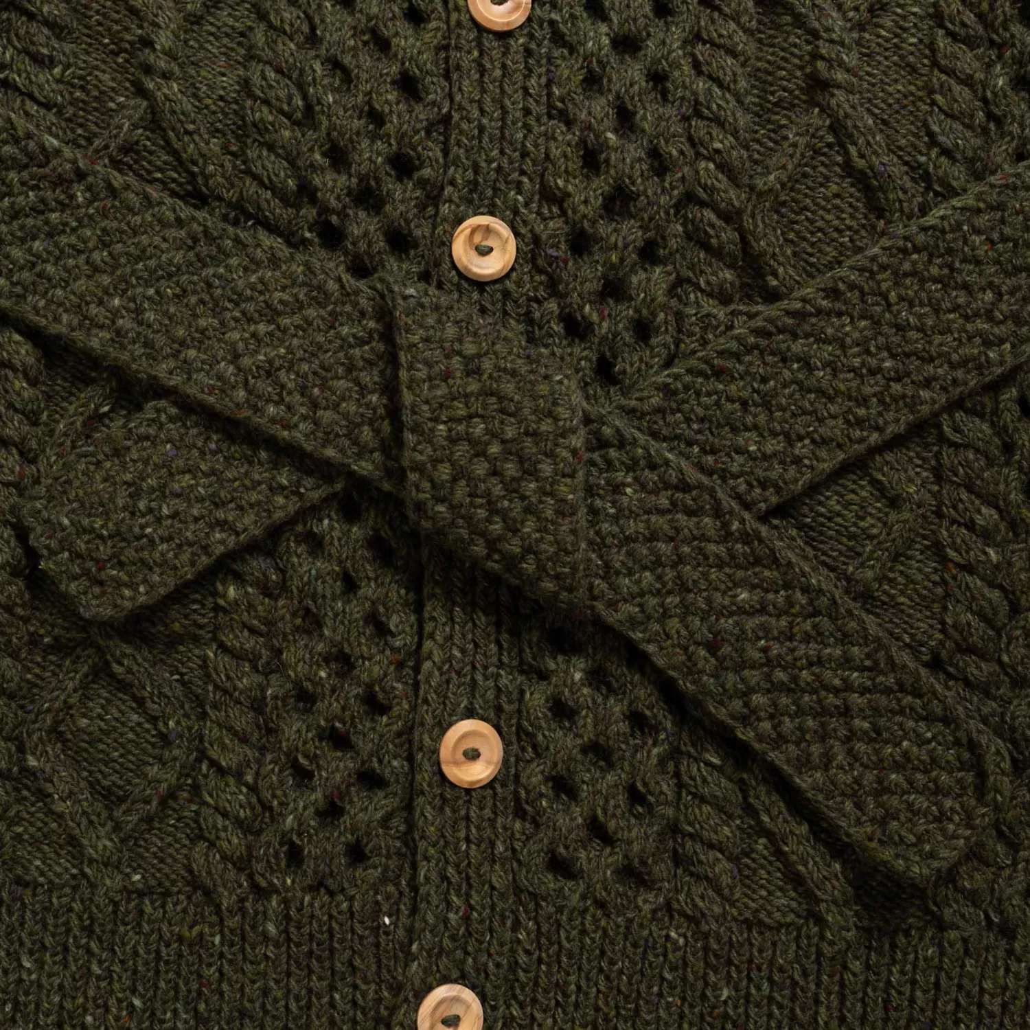 Allevol Knitwear<x Inverallan 6A Long Shawl Collar Mohair Tweed Oak
