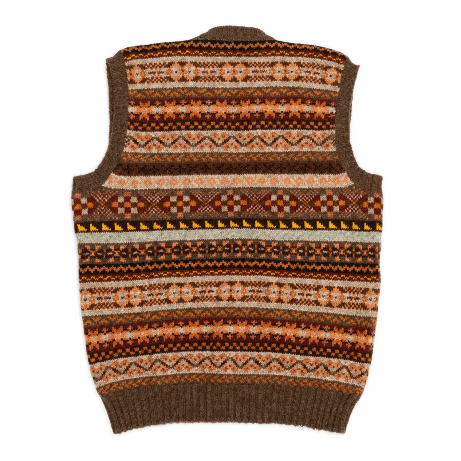 Jamieson's Of Shetland Knitwear | Vests<Jamieson's for Clutch Cafe Fair-Isle V-Neck Slip Over Orange x Brown