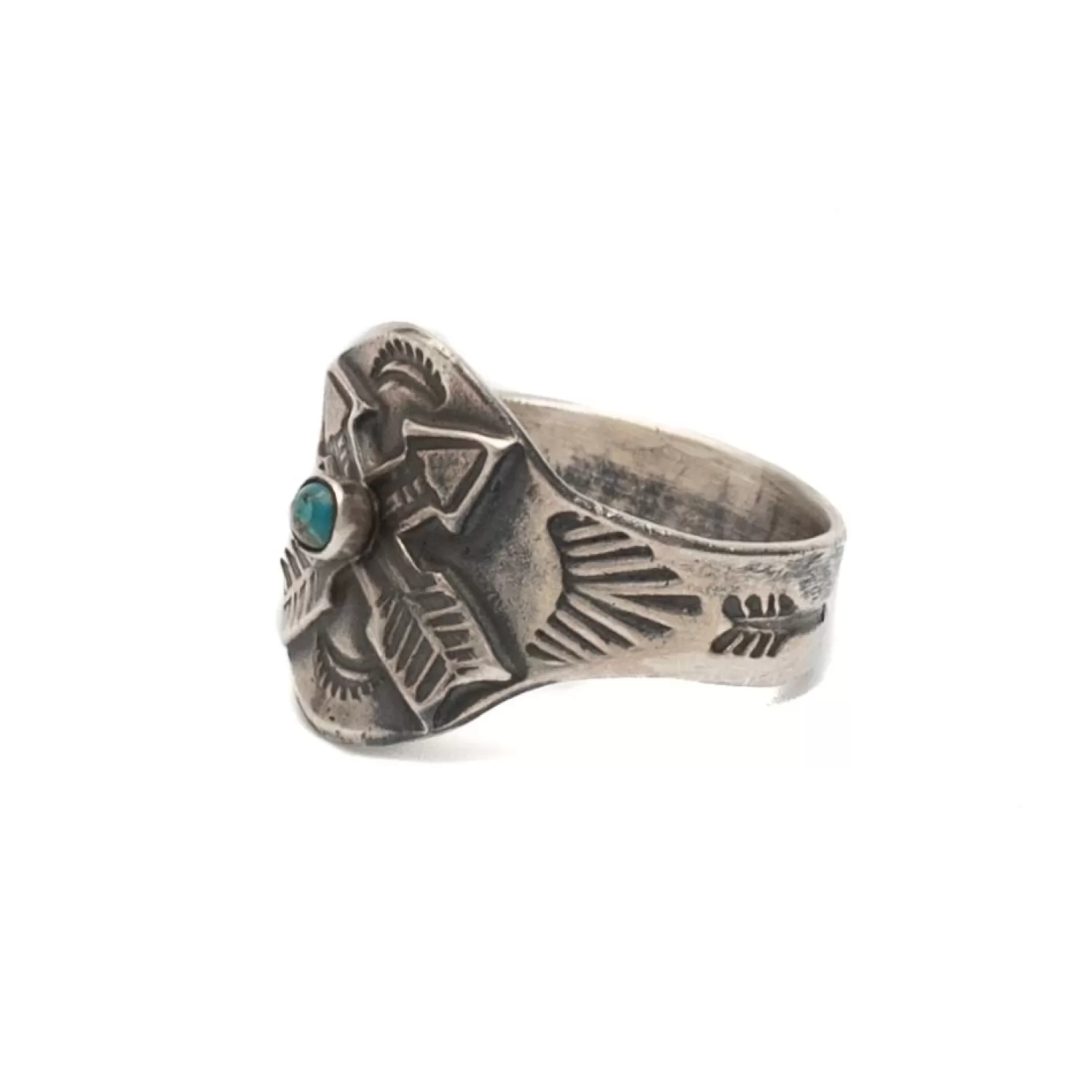 Red Rabbit Red Rabbit<Trading Co Fred Harvey Style Cigar Band Arrows Ring w/ Turquoise