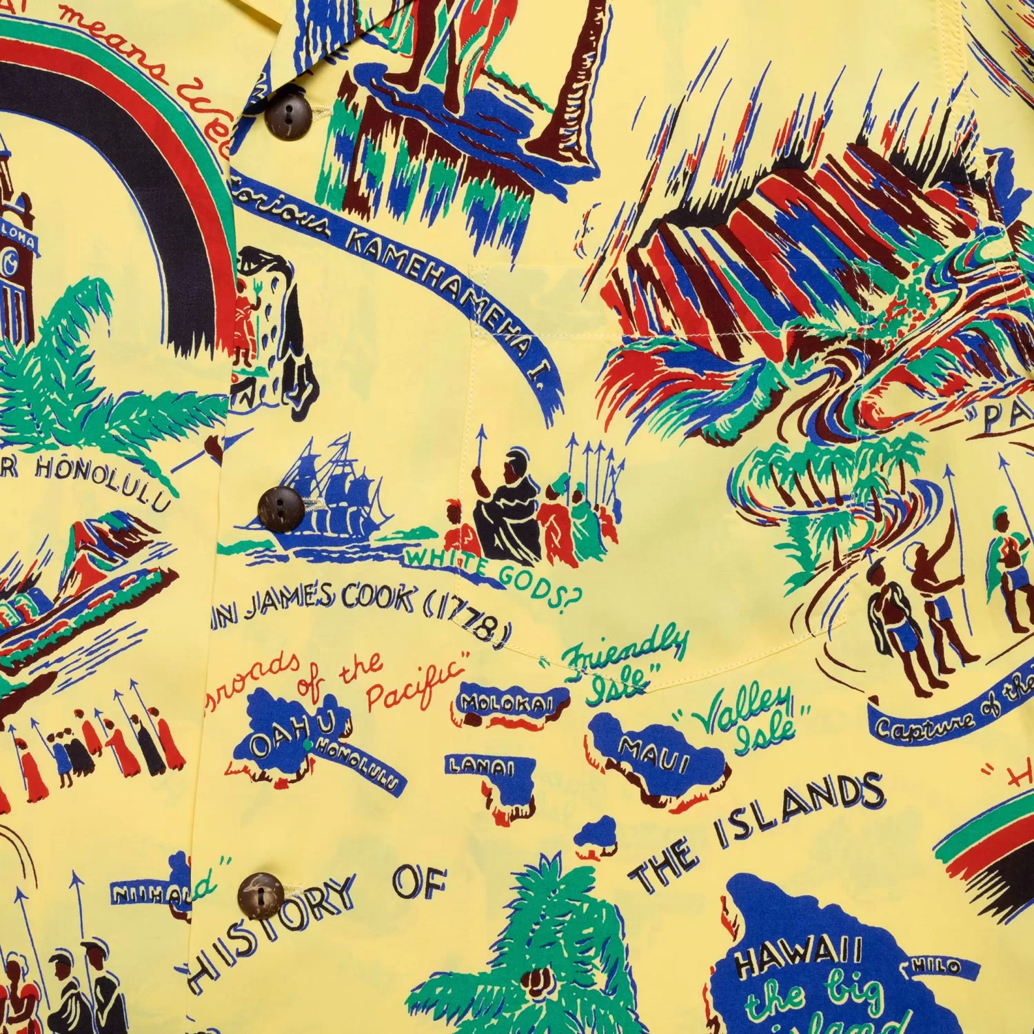 Sun Surf Shirts | Hawaiian Shirt<History Of The Islands Hawaiian Shirt Yellow